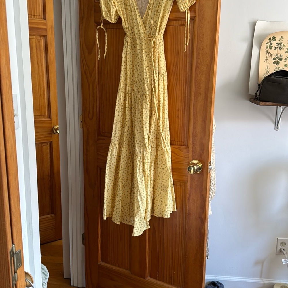 Christy Dawn Yellow Floral Wrap Maxi Dress